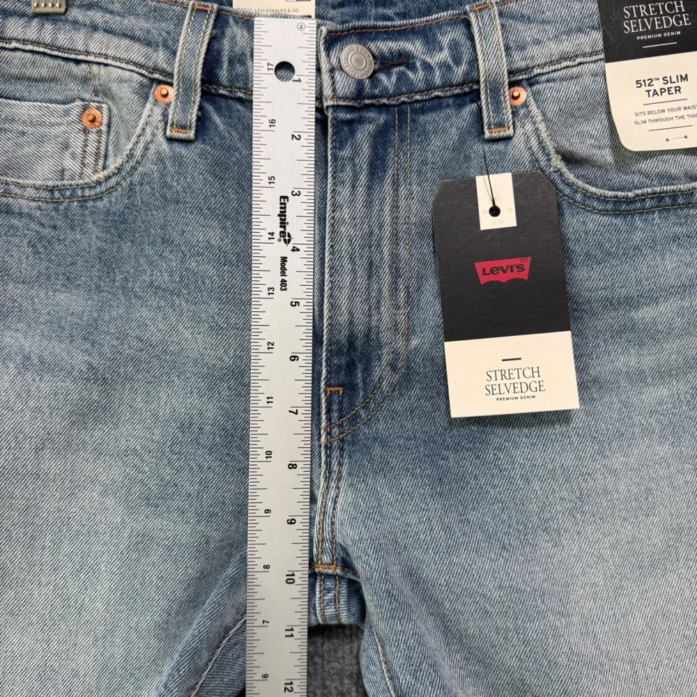 Levis‎ 512 Jeans 30x30 Selvedge Mens Slim Taper Light Wash Stretch Denim